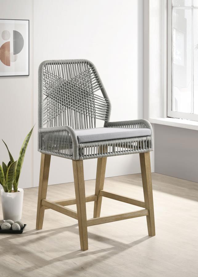 (image for) Nakia Woven Rope Counter Chair with Cushion Grey (Set of 2)