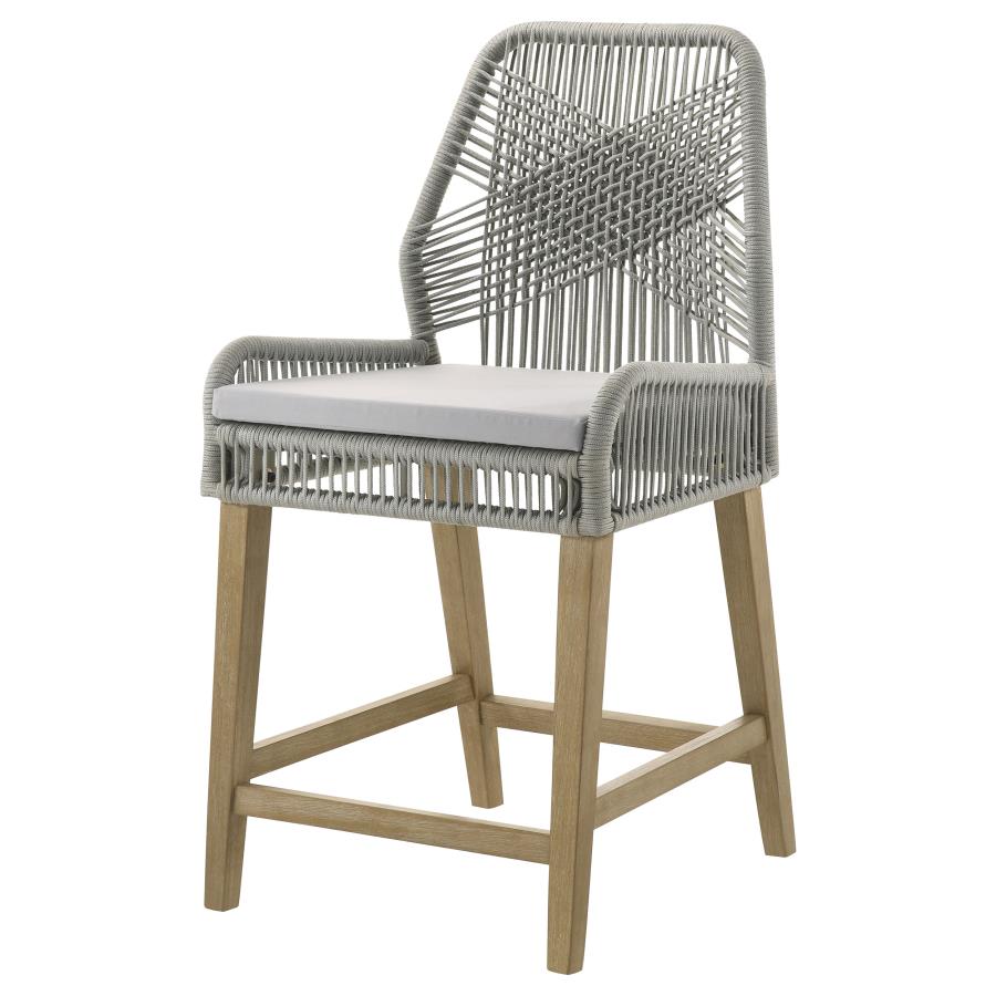 (image for) Nakia Woven Rope Counter Chair with Cushion Grey (Set of 2)