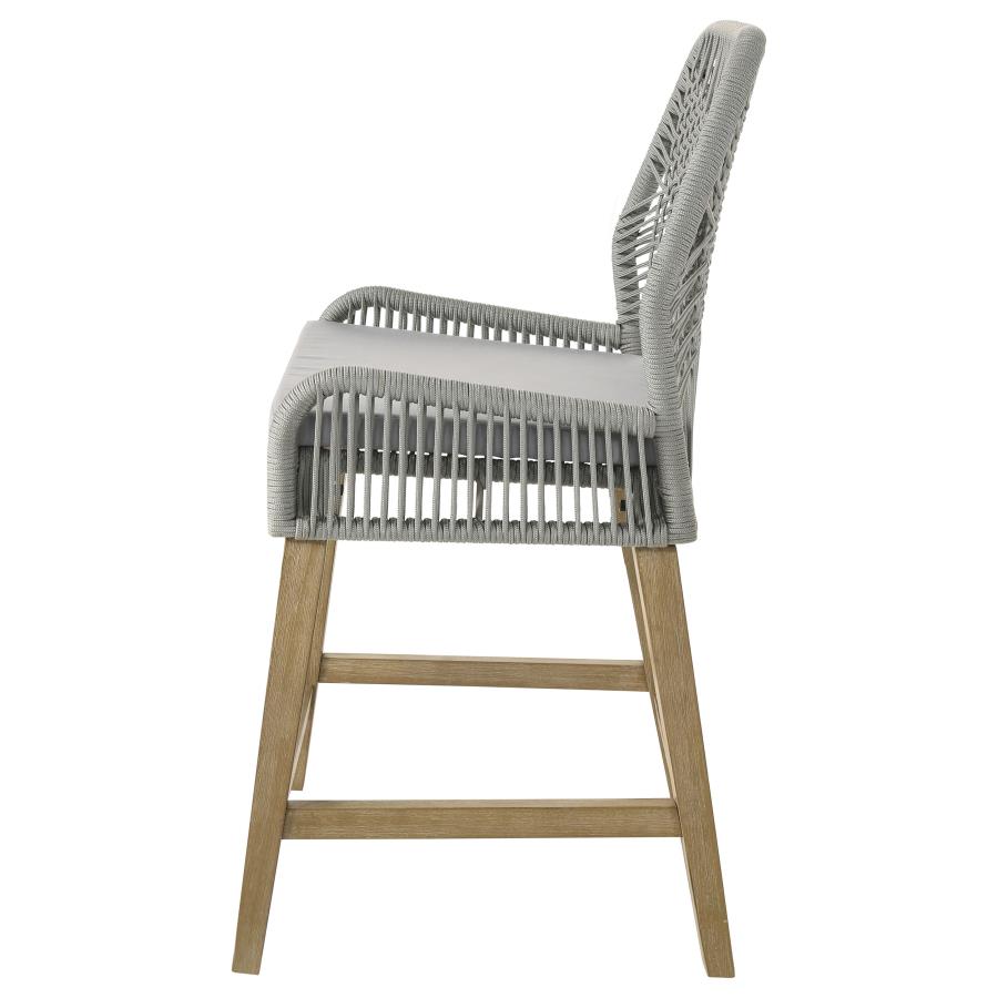 (image for) Nakia Woven Rope Counter Chair with Cushion Grey (Set of 2)