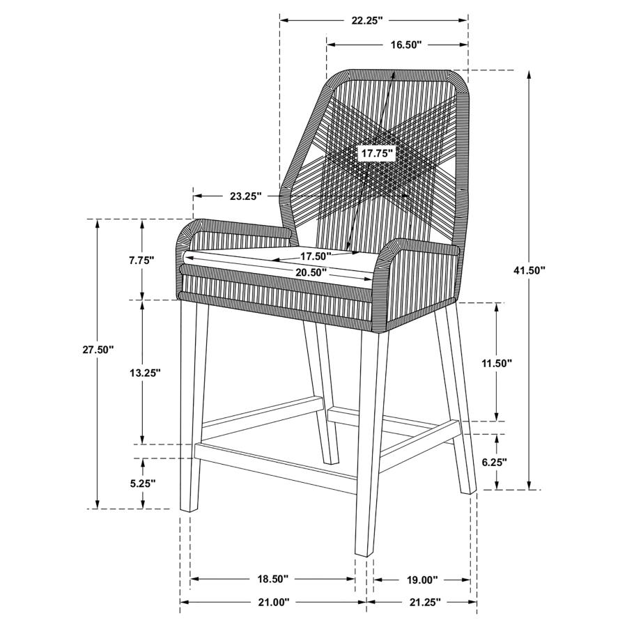 (image for) Nakia Woven Rope Counter Chair with Cushion Grey (Set of 2)