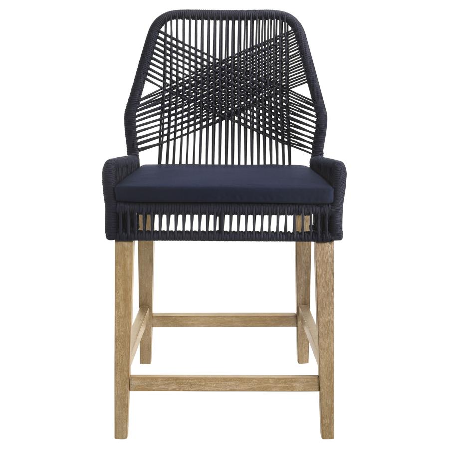 (image for) Nakia Woven Rope Counter Chair with Cushion Navy (Set of 2)