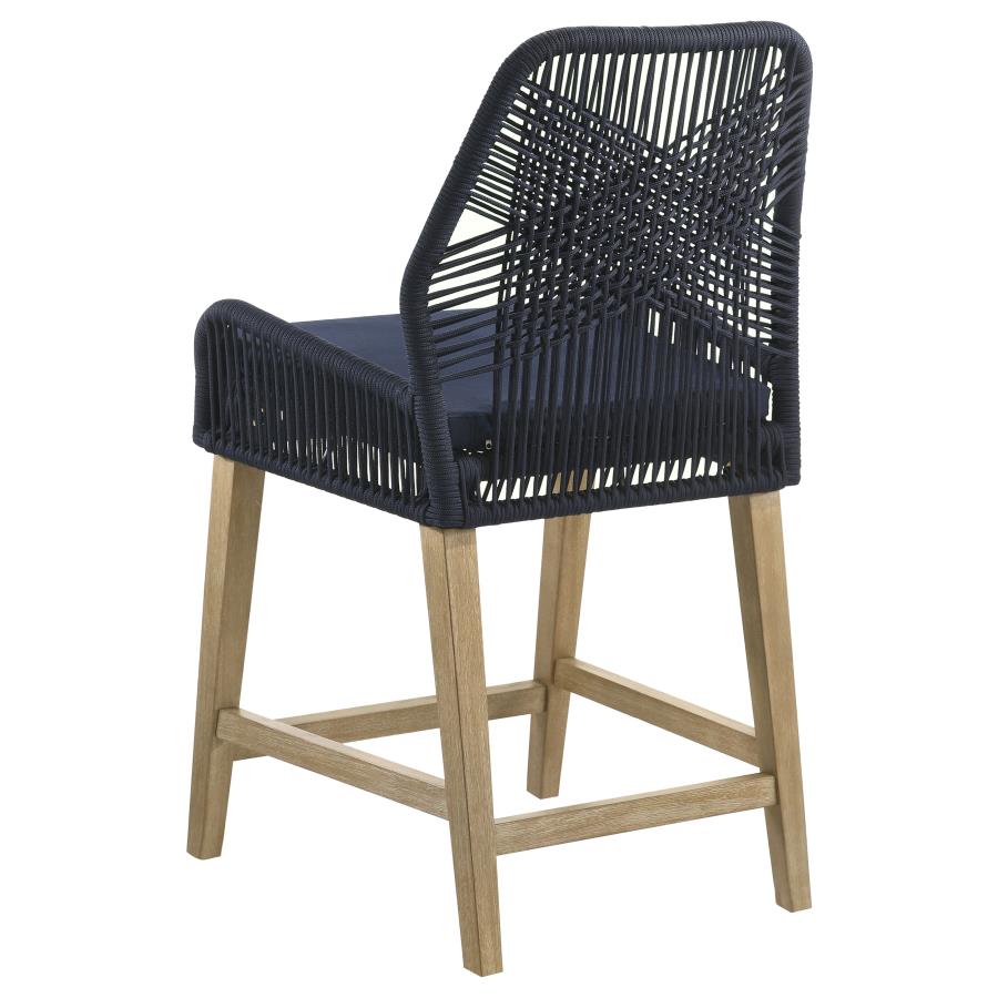 (image for) Nakia Woven Rope Counter Chair with Cushion Navy (Set of 2)