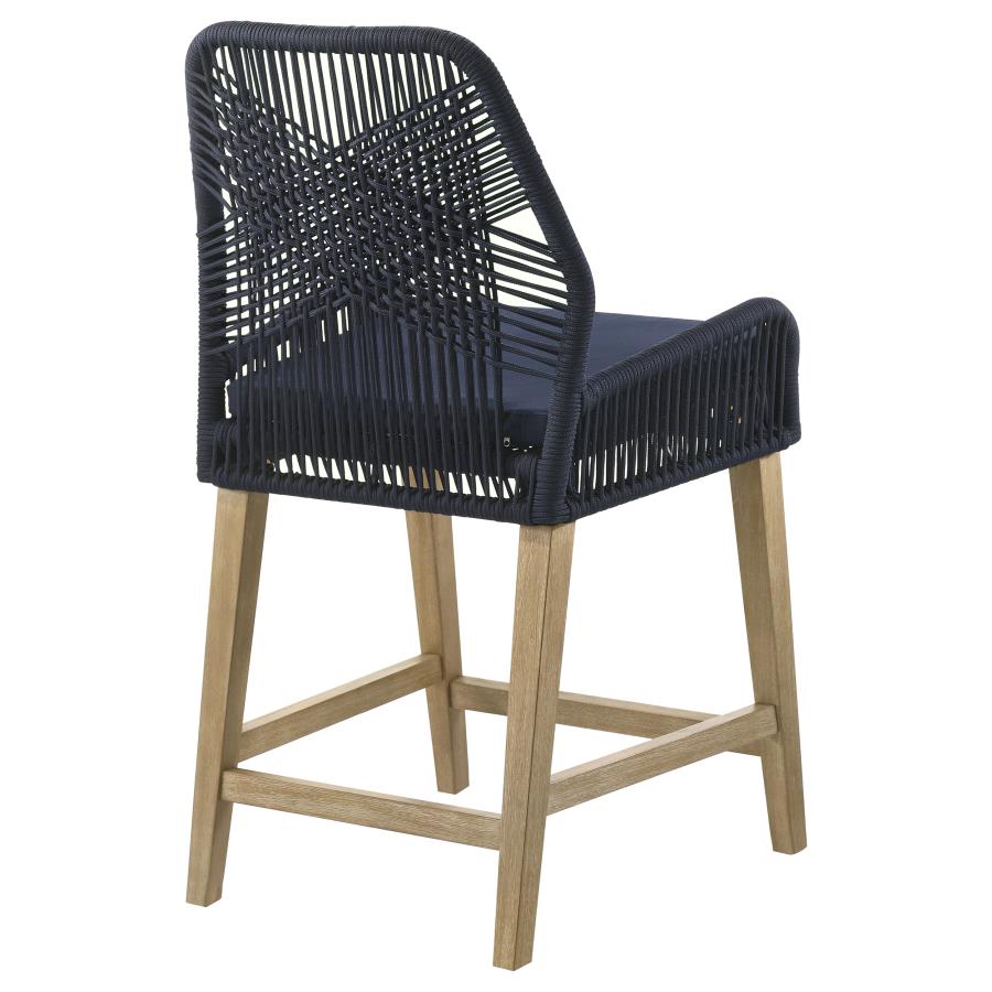 (image for) Nakia Woven Rope Counter Chair with Cushion Navy (Set of 2)