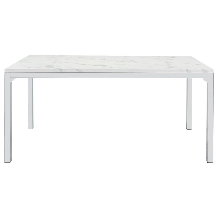 (image for) Athena Rectangular 64-inch Faux Marble Dining Table Chrome