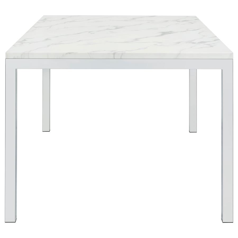 (image for) Athena Rectangular 64-inch Faux Marble Dining Table Chrome