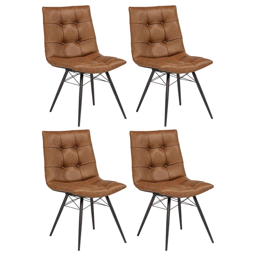 (image for) Aiken Faux Leather Upholstered Dining Side Chair Saddle Brown (Set of 4)