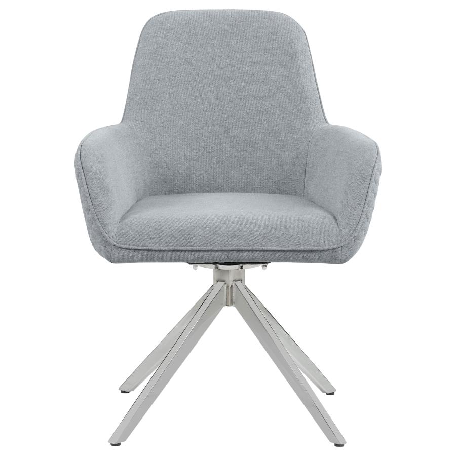 (image for) Abby Fabric Upholstered Swivel Dining Arm Chair Light Grey