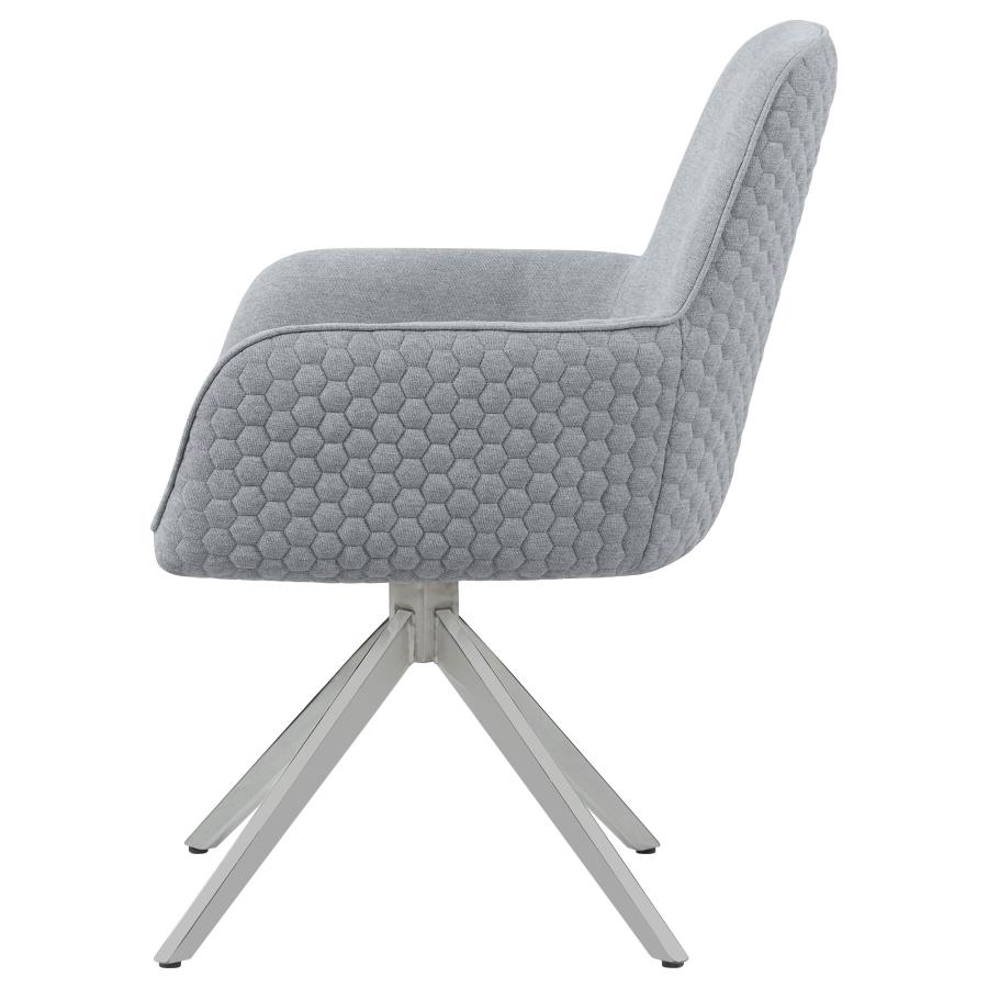 (image for) Abby Fabric Upholstered Swivel Dining Arm Chair Light Grey