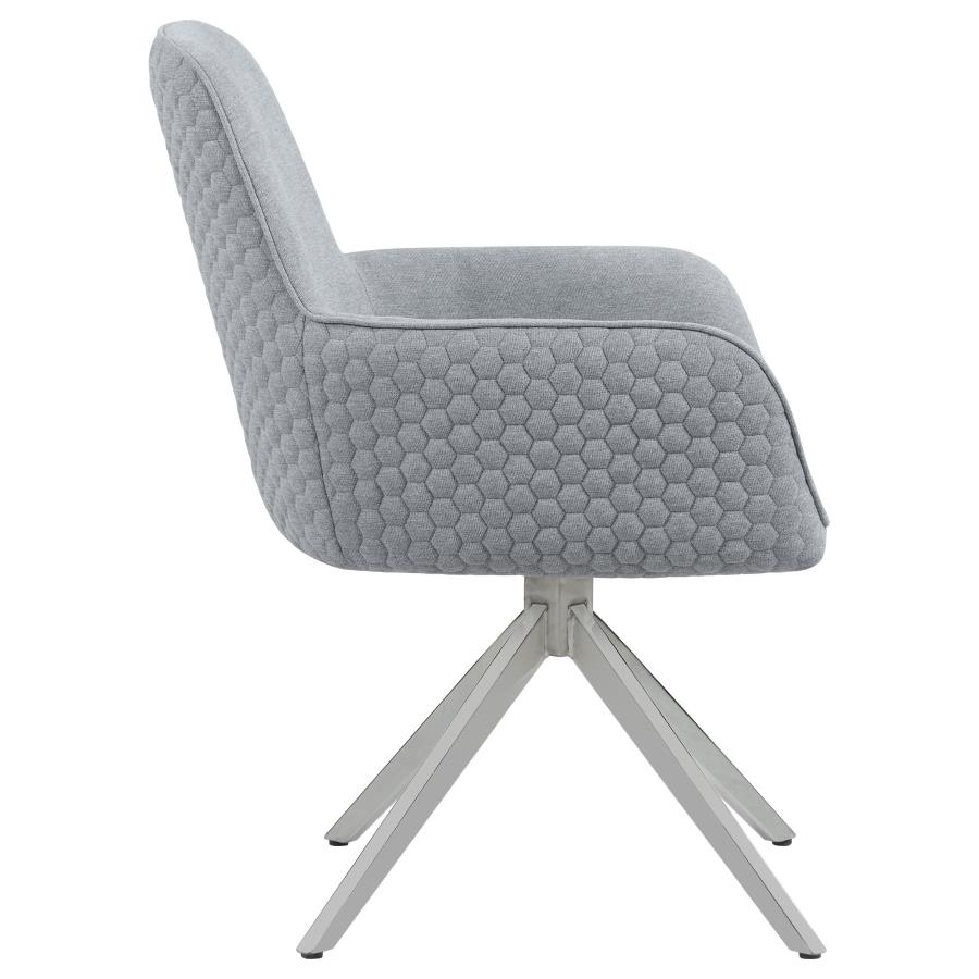 (image for) Abby Fabric Upholstered Swivel Dining Arm Chair Light Grey