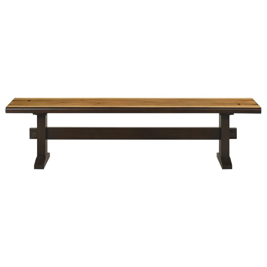 (image for) Bexley Wood Dining Bench Natural Honey and Smokey Black