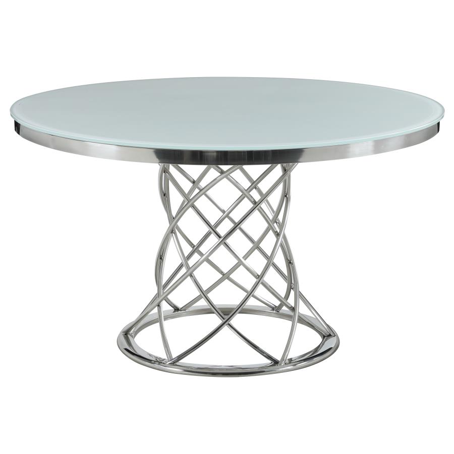 (image for) Irene Round 51-inch Glass Top Dining Table Chrome