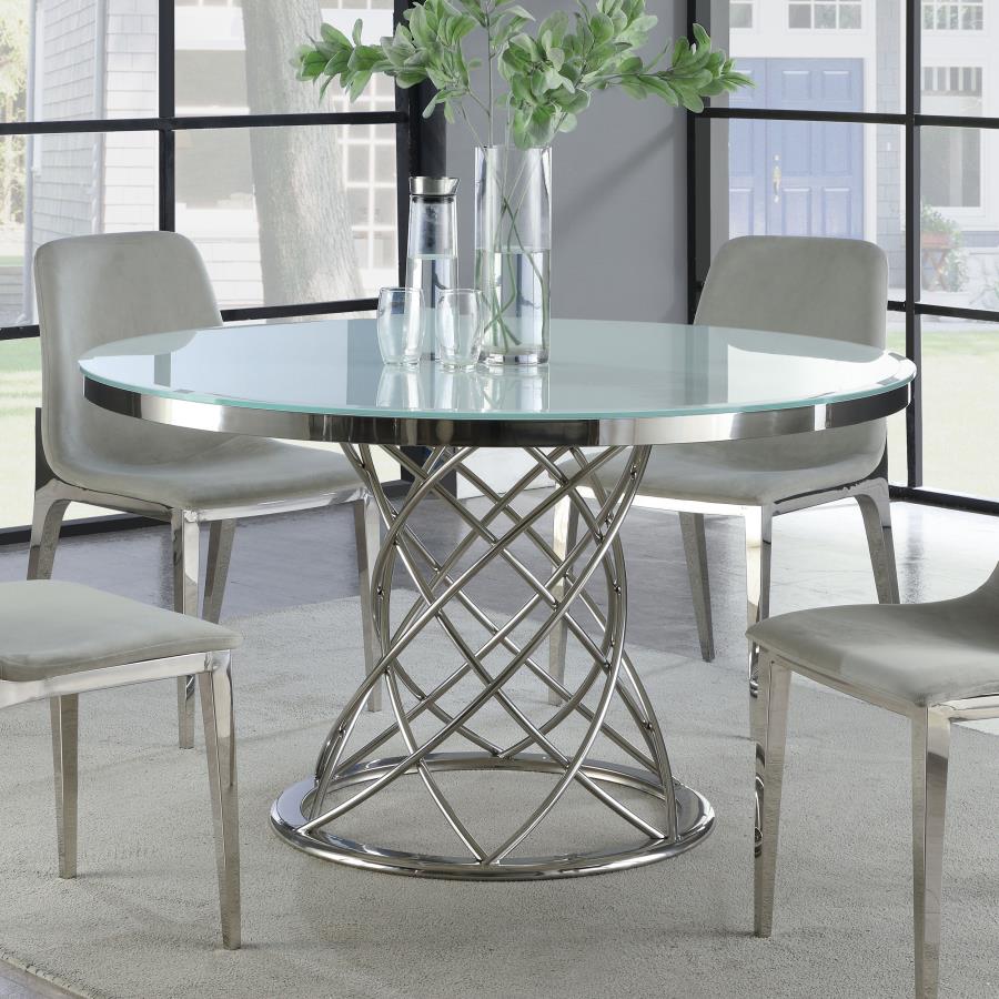 (image for) Irene Round 51-inch Glass Top Dining Table Chrome