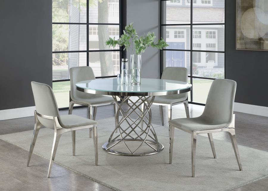 (image for) Irene Round 51-inch Glass Top Dining Table Chrome