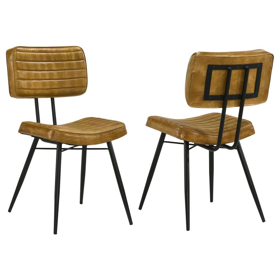 (image for) Misty Leather Upholstered Dining Side Chair Camel (Set of 2)