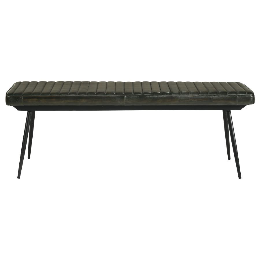 (image for) Misty Leather Upholstered Dining Bench Antique Espresso