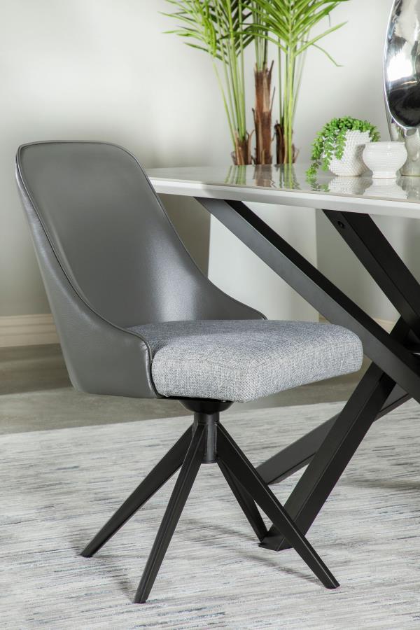 (image for) Paulita Upholstered Swivel Dining Side Chair Grey (Set of 2)