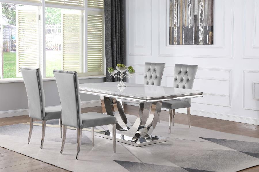 (image for) Kerwin 5-piece Rectangular Dining Table Set Grey and Chrome