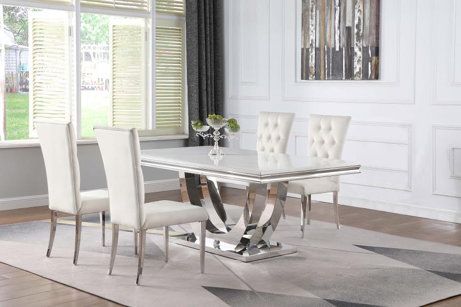 (image for) Kerwin 5-piece Rectangular Dining Table Set White and Chrome - Click Image to Close