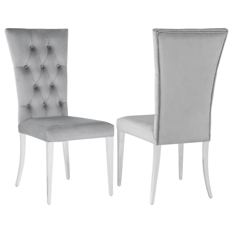 (image for) Kerwin Velvet Upholstered Dining Side Chair Grey (Set of 2) - Click Image to Close