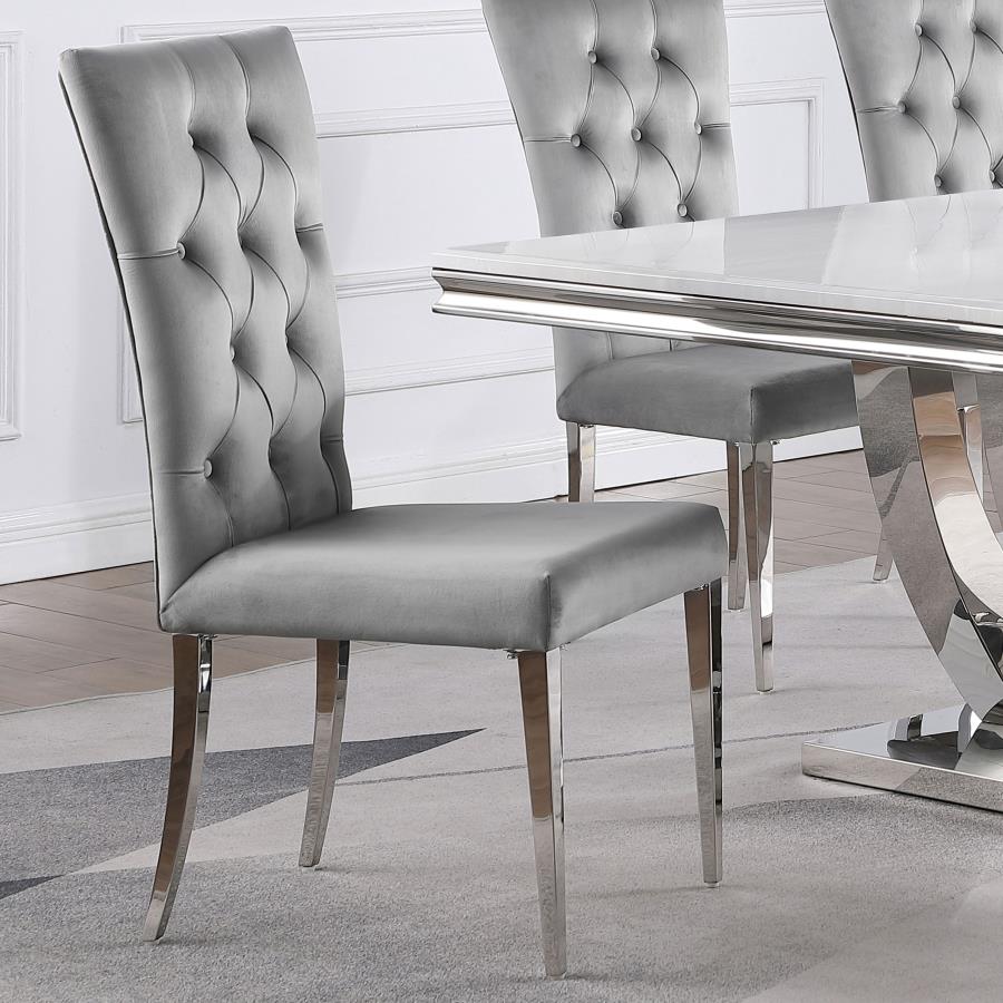 (image for) Kerwin Velvet Upholstered Dining Side Chair Grey (Set of 2)