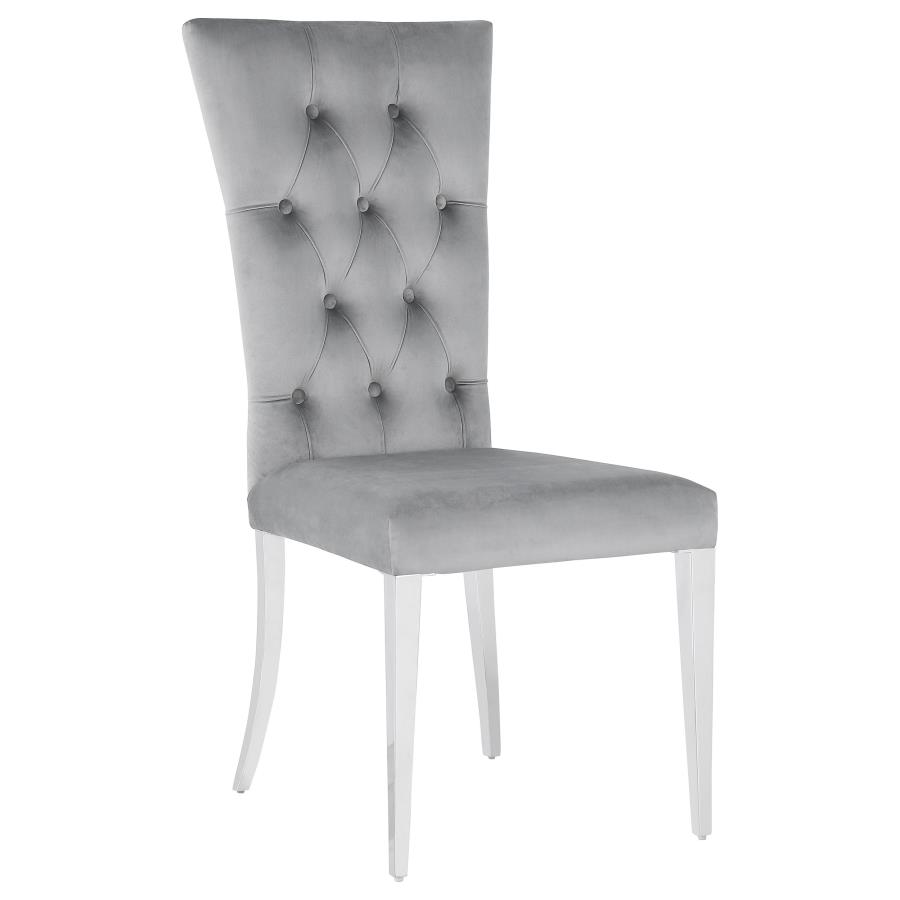 (image for) Kerwin Velvet Upholstered Dining Side Chair Grey (Set of 2)