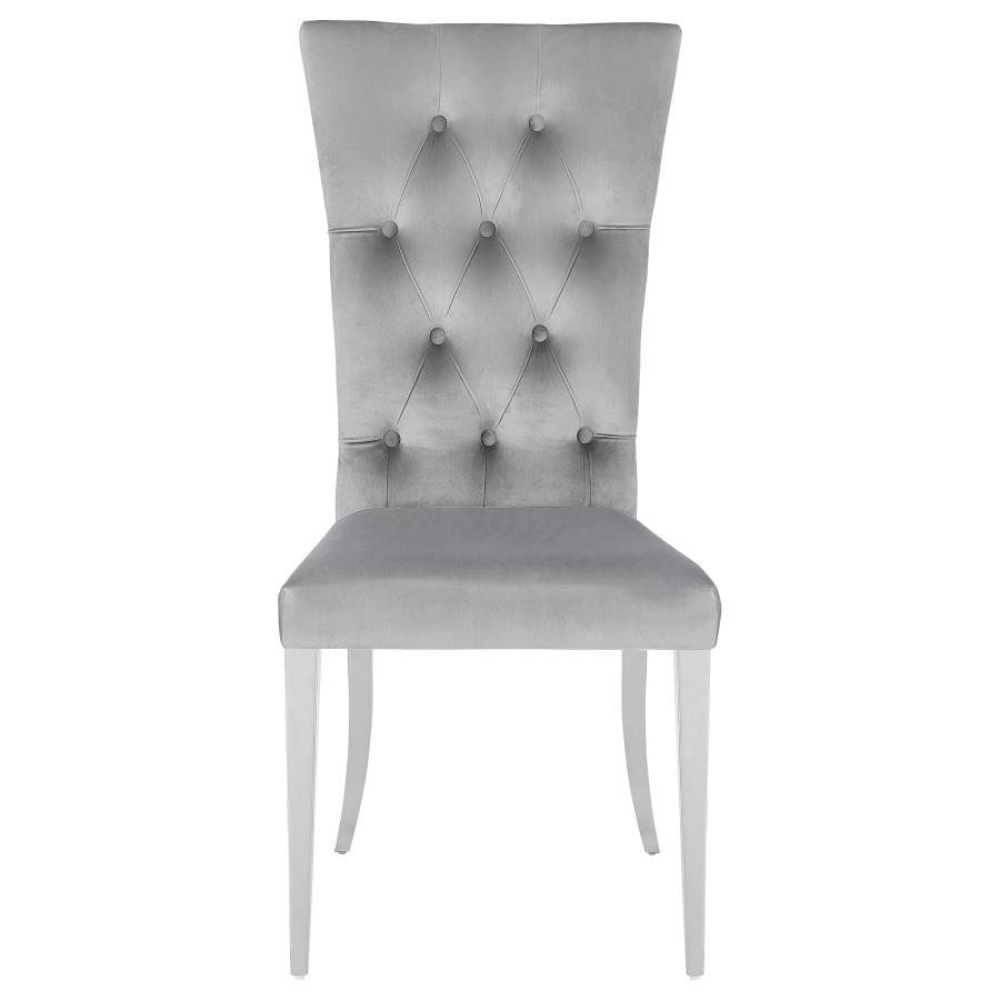 (image for) Kerwin Velvet Upholstered Dining Side Chair Grey (Set of 2)