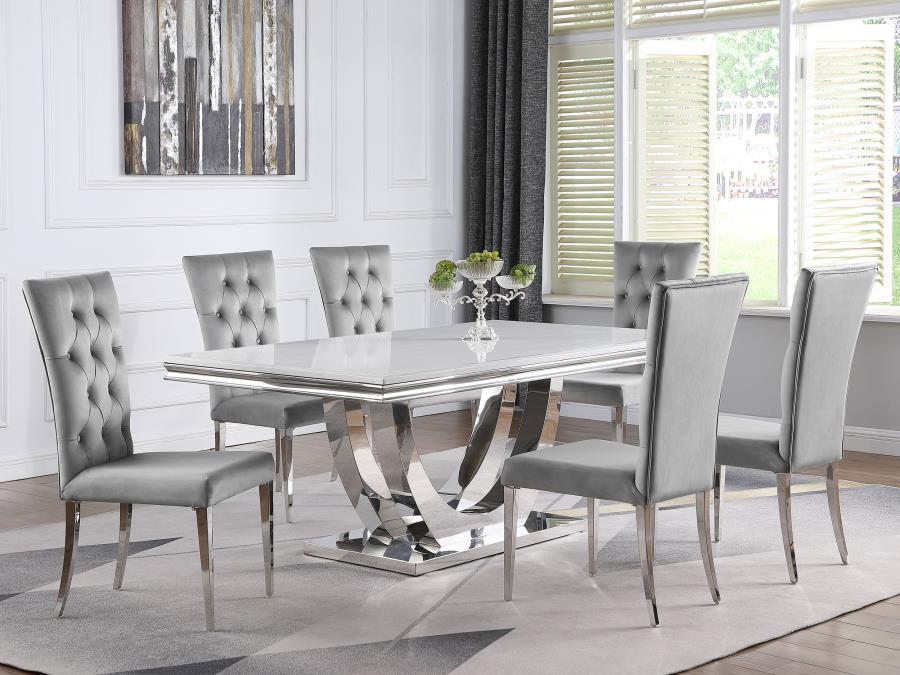 (image for) Kerwin Velvet Upholstered Dining Side Chair Grey (Set of 2)