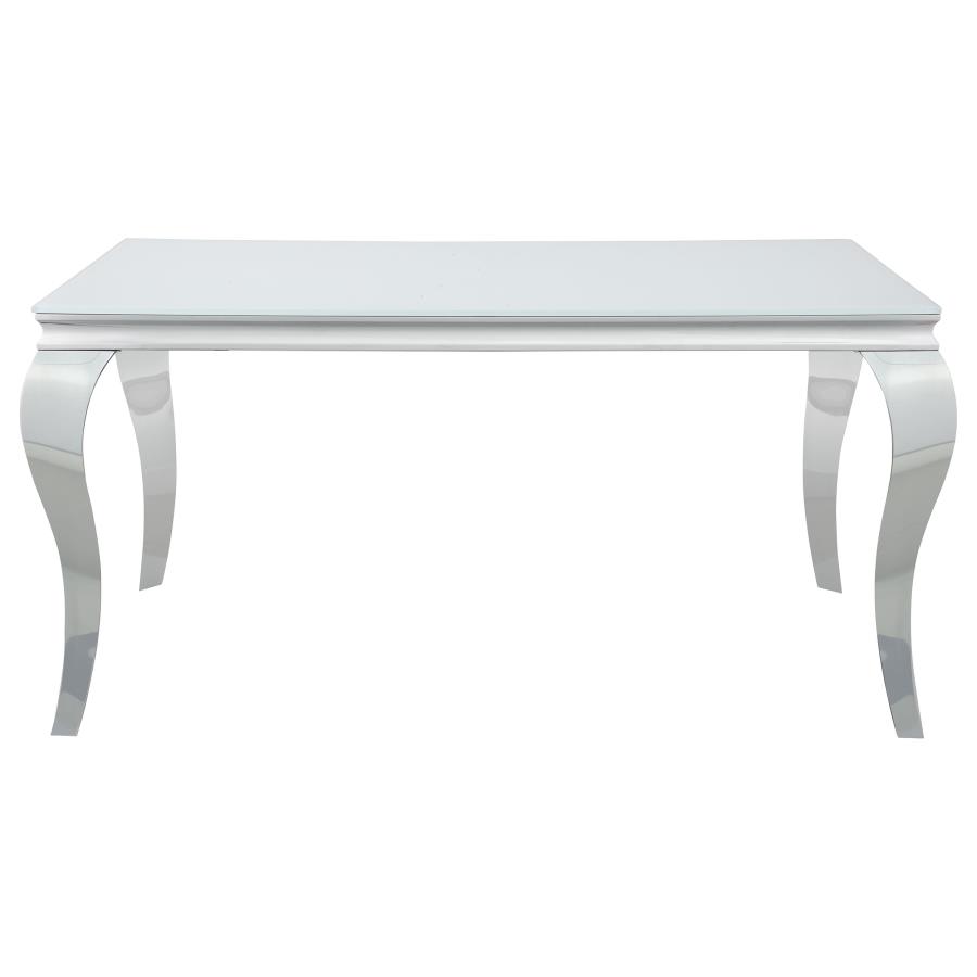 (image for) Carone Rectangular 61-inch Glass Top Dining Table White