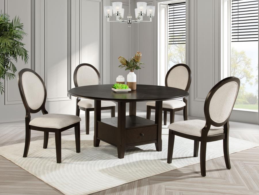 (image for) Twyla 60-inch Round Dining Table with Drawer Dark Cocoa