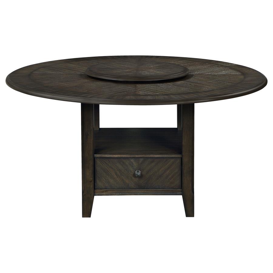 (image for) Twyla Round 60-inch Dining Table with Lazy Susan Dark Cocoa