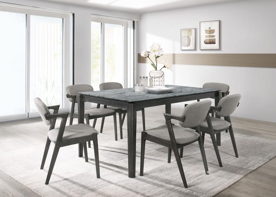 (image for) Stevie 7-piece Rectangular Dining Table Set Grey and Black