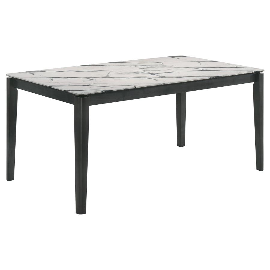 (image for) Stevie Rectangular 63-inch Faux Marble Dining Table White - Click Image to Close