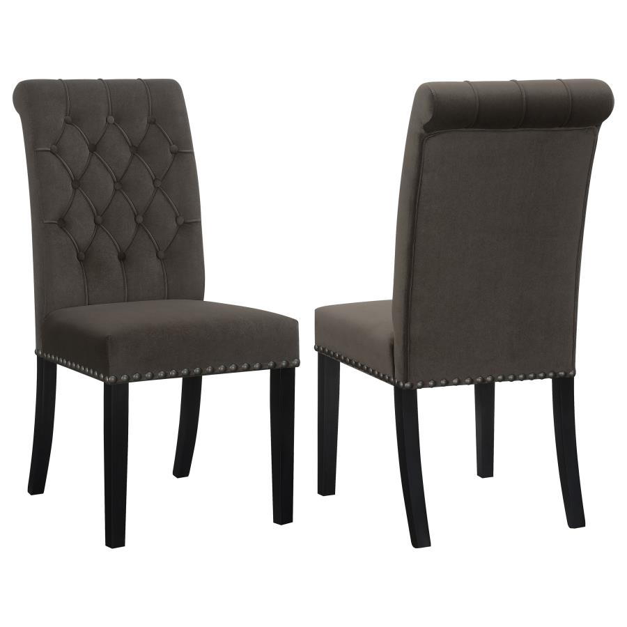 (image for) Alana Velvet Upholstered Dining Side Chair Brown (Set of 2)