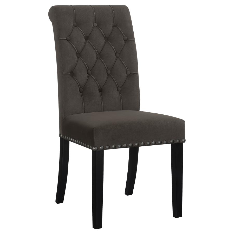 (image for) Alana Velvet Upholstered Dining Side Chair Brown (Set of 2)