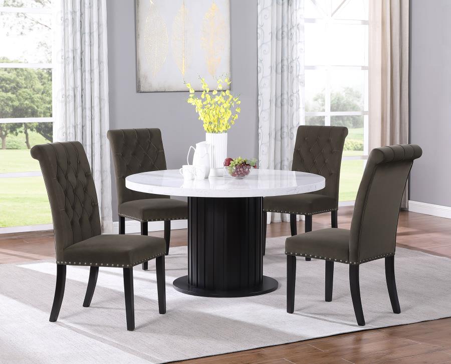 (image for) Alana Velvet Upholstered Dining Side Chair Brown (Set of 2)