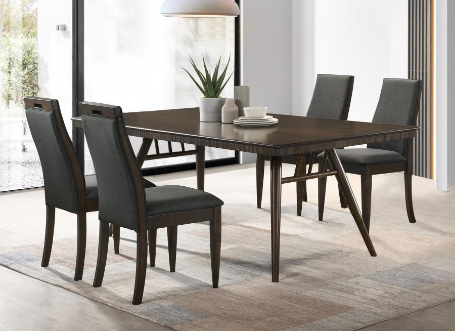 (image for) Wes 5-piece Rectangular Dining Table Set Dark Walnut