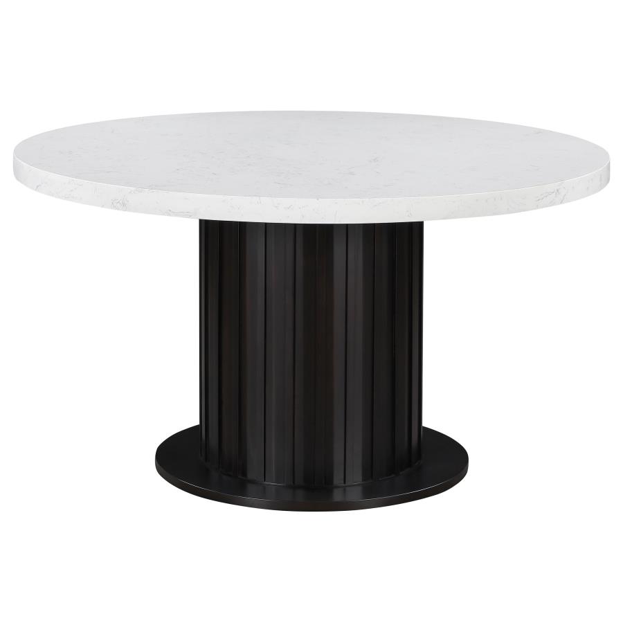 (image for) Sherry 5-piece Round Marble Top Dining Table Set Brown