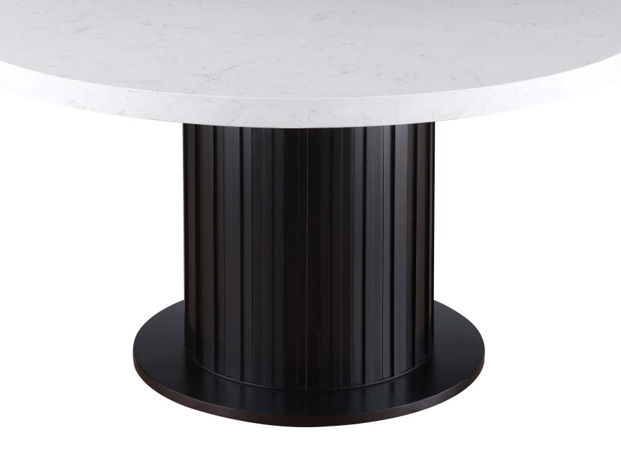 (image for) Sherry 5-piece Round Marble Top Dining Table Set Brown