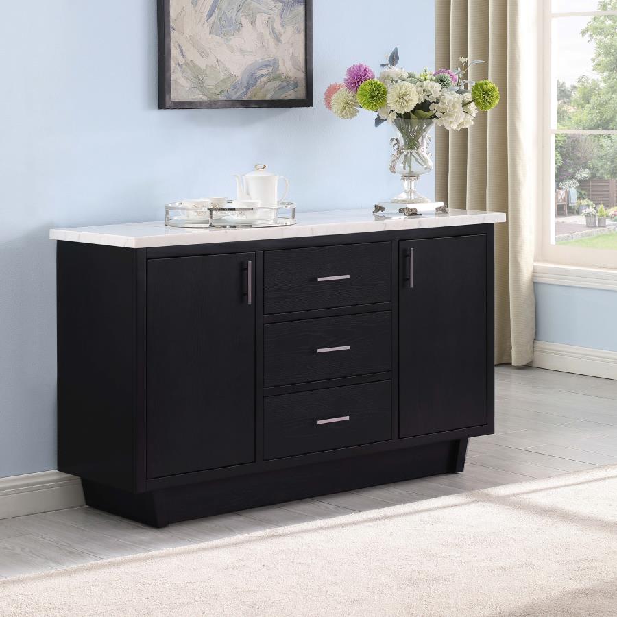 (image for) Sherry 3-drawer Marble Top Sideboard Buffet Rustic Espresso