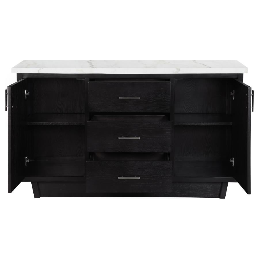 (image for) Sherry 3-drawer Marble Top Sideboard Buffet Rustic Espresso