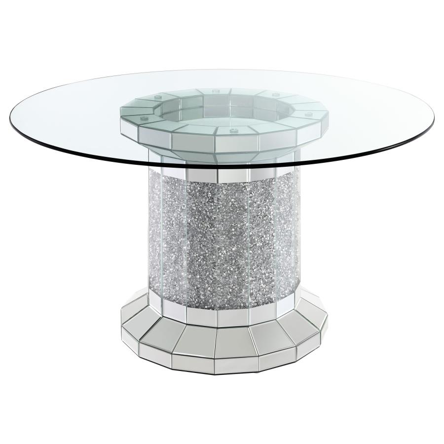 (image for) Ellie 5-piece Mirrored Pedestal Dining Table Set Grey