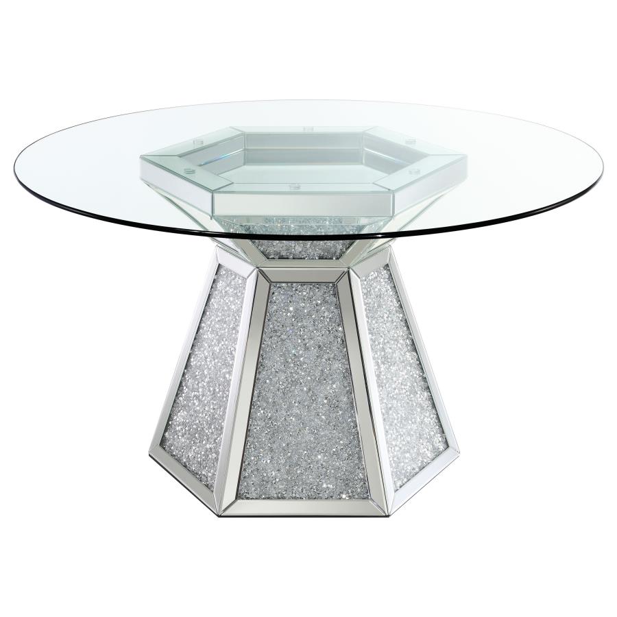 (image for) Quinn 5-piece Round Glass Top Mirrored Dining Set Grey