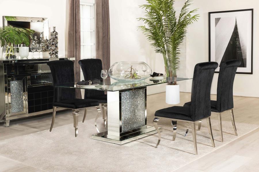 (image for) Marilyn 5-piece Rectangular Mirrored Dining Table Set Black