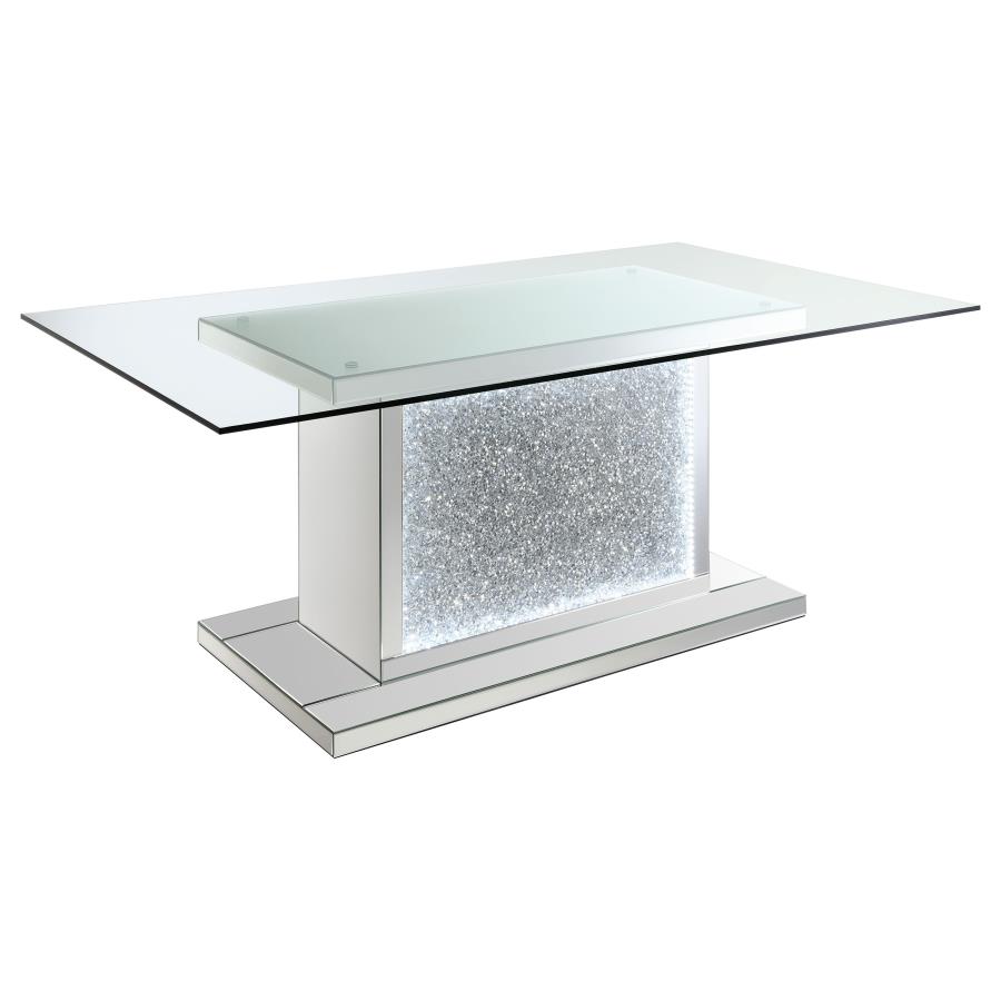 (image for) Marilyn Rectangular 72-inch Glass Top Dining Table Silver