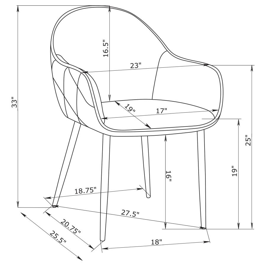 (image for) Emma Fabric Upholstered Dining Arm Chair Charcoal (Set of 2)