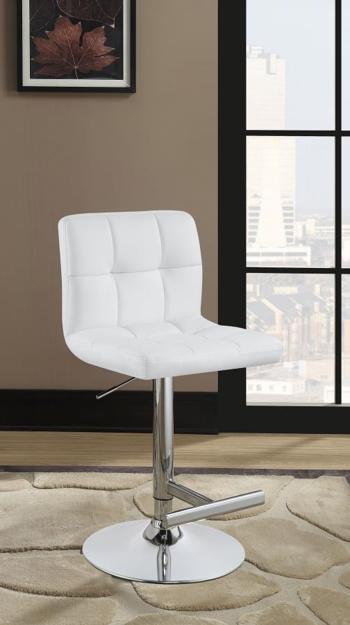 (image for) Lenny Upholstered Adjustable Bar Stool White (Set of 2)