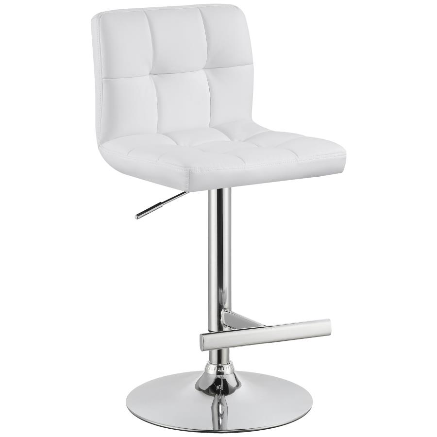 (image for) Lenny Upholstered Adjustable Bar Stool White (Set of 2)