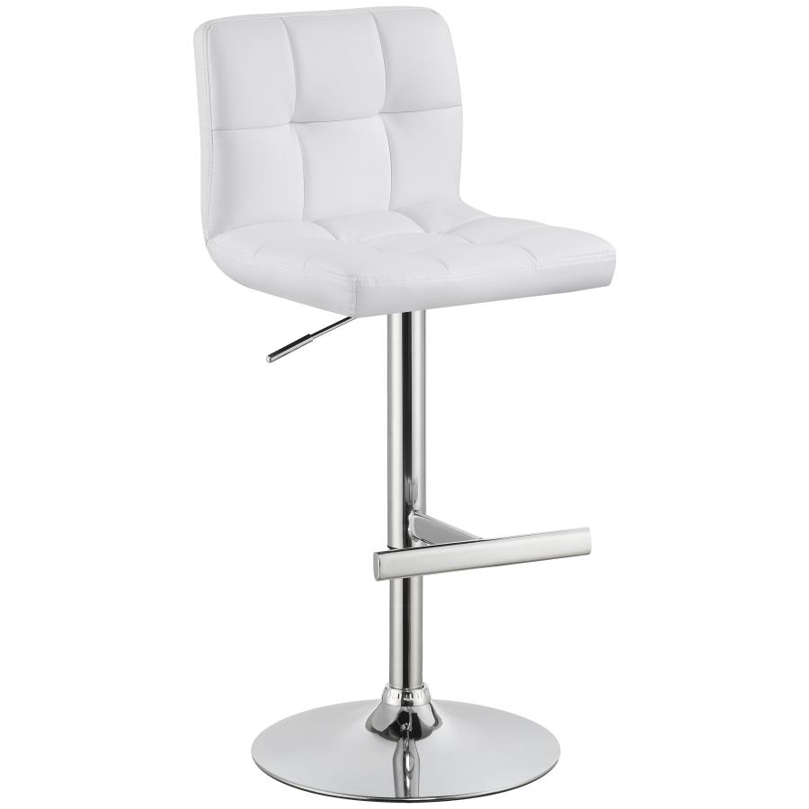 (image for) Lenny Upholstered Adjustable Bar Stool White (Set of 2)