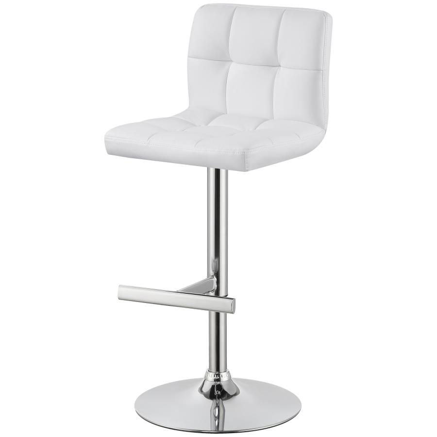 (image for) Lenny Upholstered Adjustable Bar Stool White (Set of 2)