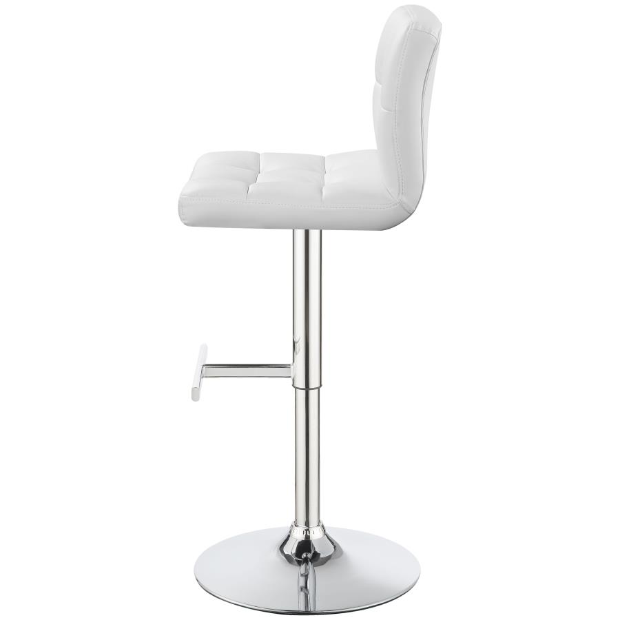 (image for) Lenny Upholstered Adjustable Bar Stool White (Set of 2)